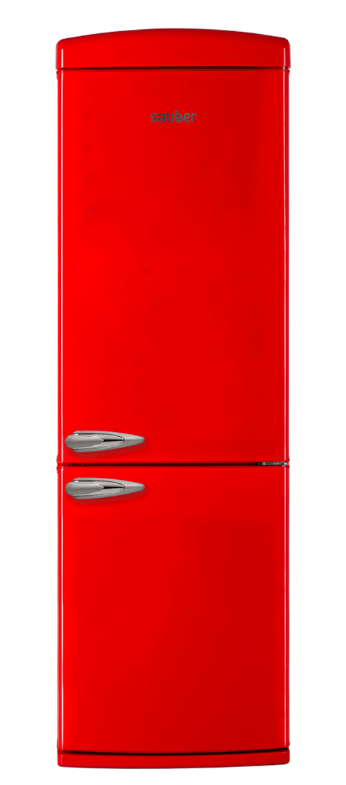 Frigorifico vintage cerrado rojo congelador inferior