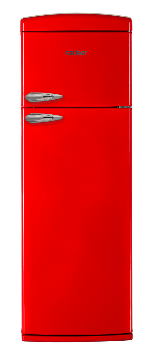 Frigorifico vintage cerrado rojo congelador superior