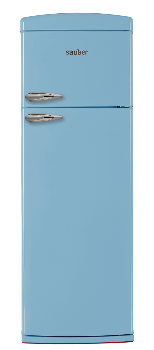 Frigorifico vintage cerrado azul congelador superior